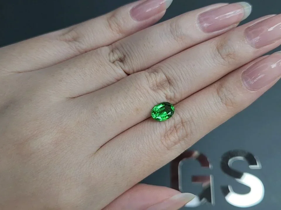 Vivid green tsavorite garnet in oval cut 1.81 carats, Tanzania  Image №2