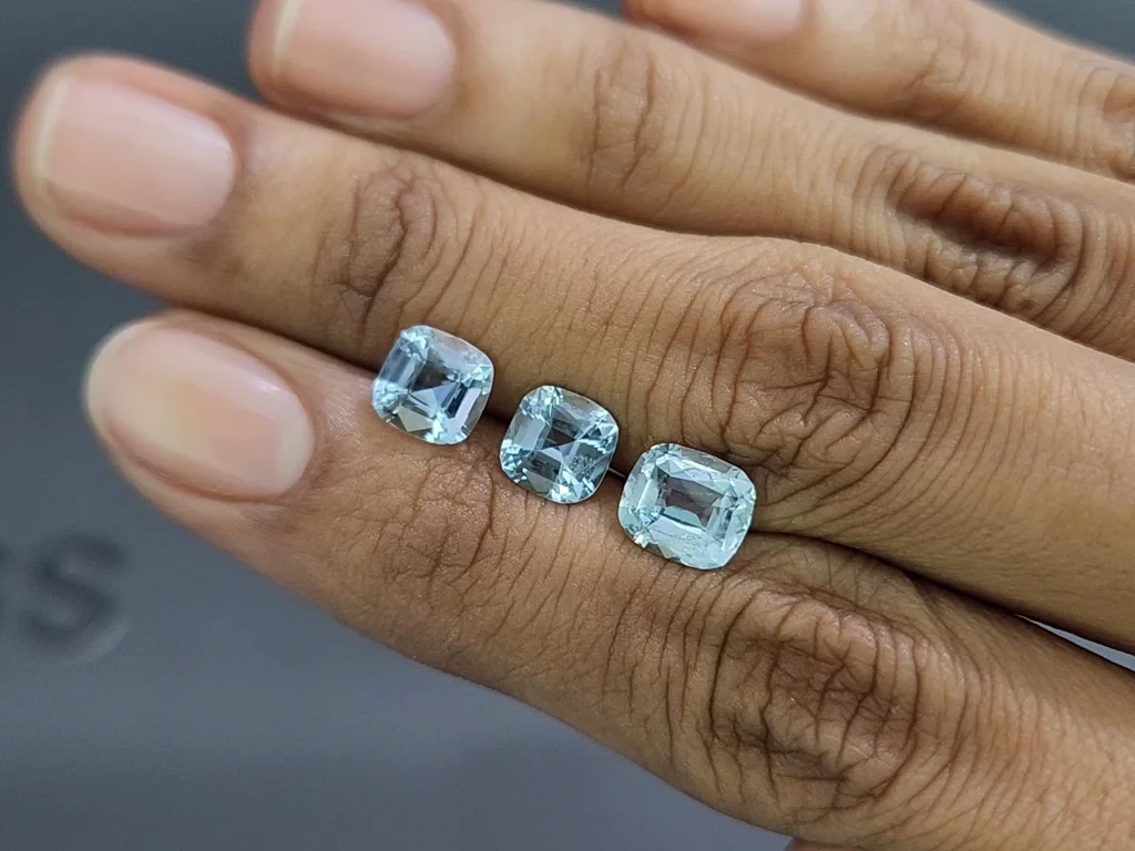 Set of aquamarines cushion cut  3.54 carats, Madagascar Image №2