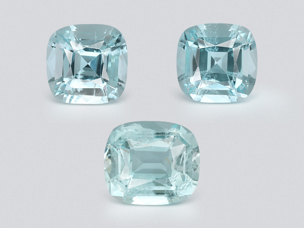 Set of aquamarines cushion cut  3.54 carats, Madagascar Image №1