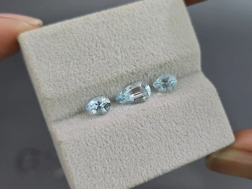Set of aquamarines pear cut 1.48 carats, Madagascar Image №5