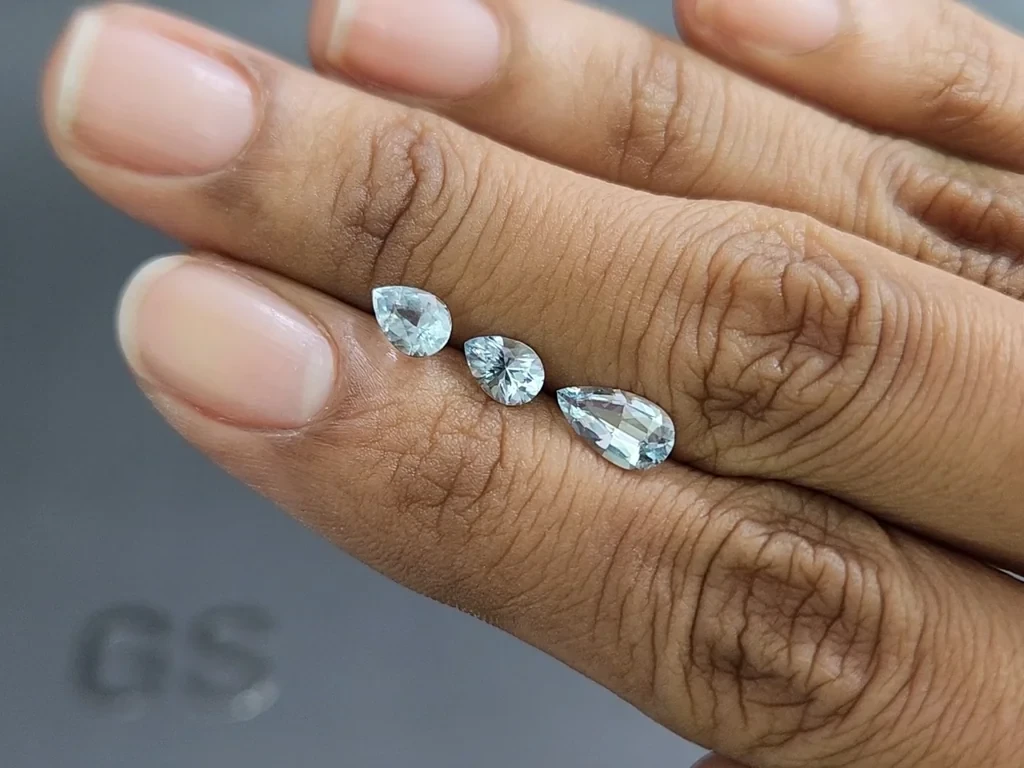 Set of aquamarines pear cut 1.48 carats, Madagascar Image №2