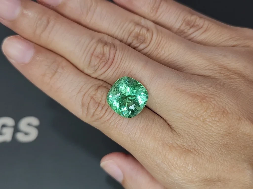 Neon Green Paraiba tourmaline in cushion cut 9,17 carats, Mozambique Image №2