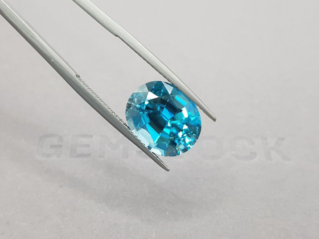 Oval cut blue zircon 9.94 ct, Cambodia Image №2