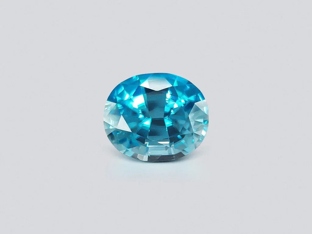 Oval cut blue zircon 9.94 ct, Cambodia Image №1