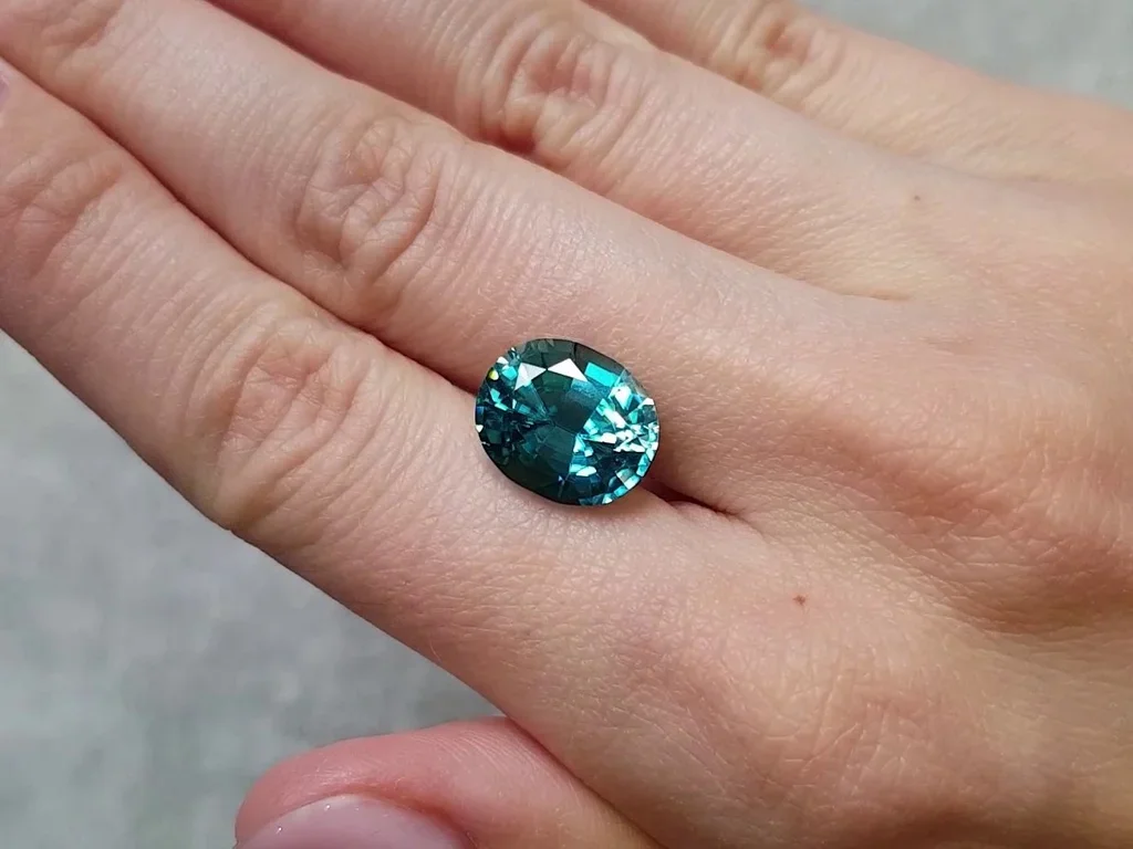 Oval cut blue zircon 9.94 ct, Cambodia Image №3