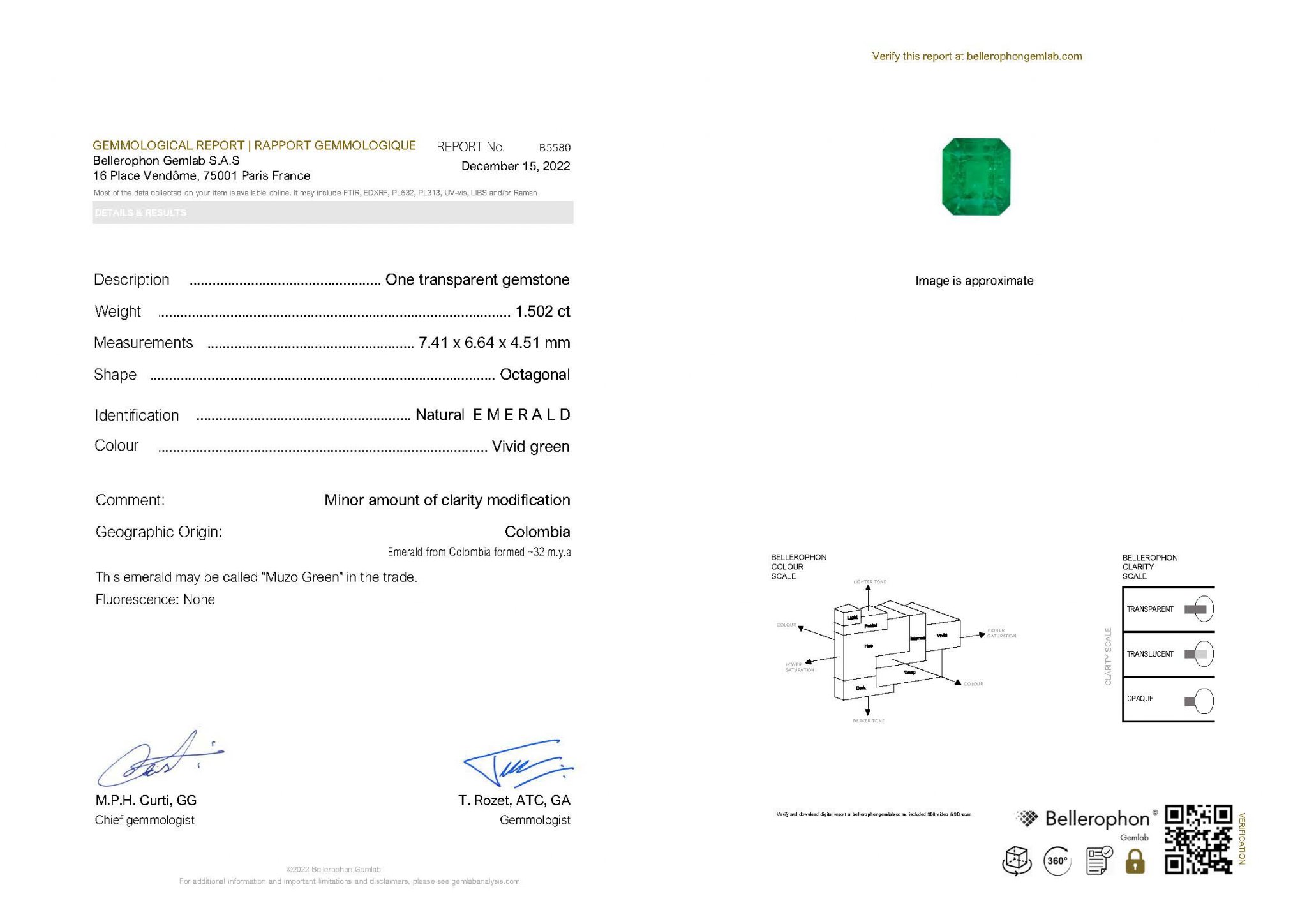 Intense Muzo Green emerald 1.50 ct, Colombia Image №6