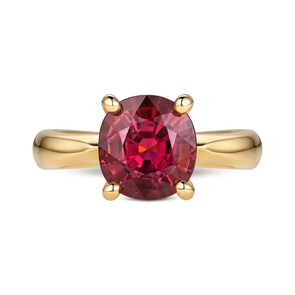 Red rubellite tourmaline ring in 18K yellow gold Image №2