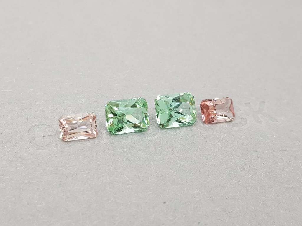 Set of pink and green radiant cut tourmalines 6.16 ct Image №3