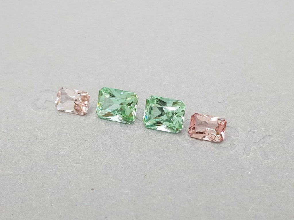 Set of pink and green radiant cut tourmalines 6.16 ct Image №4