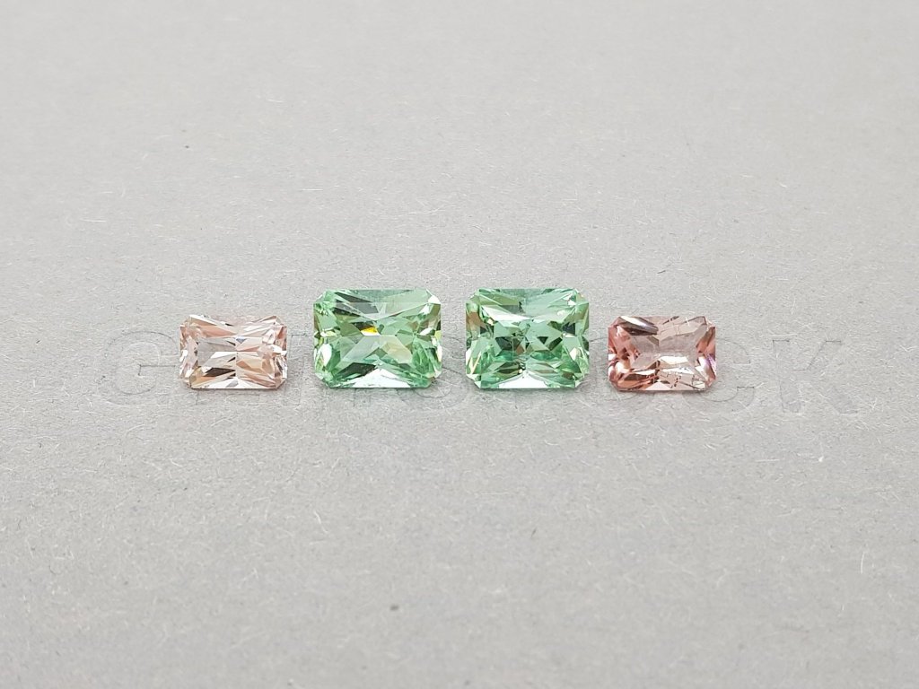 Set of pink and green radiant cut tourmalines 6.16 ct Image №2