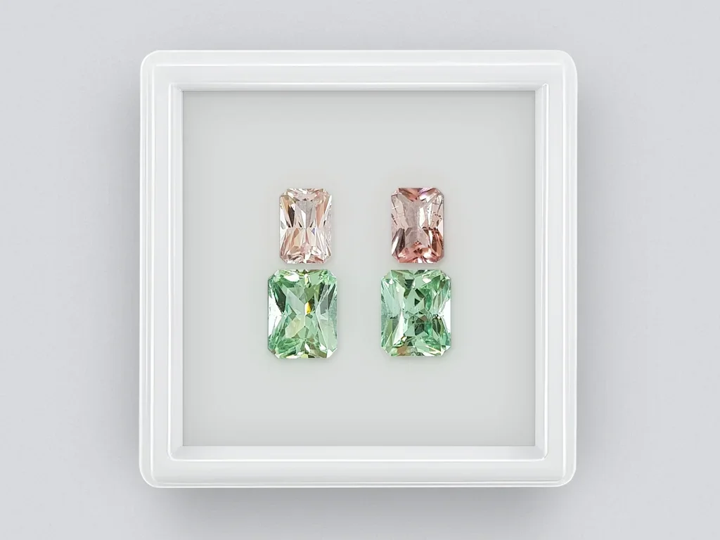 Set of pink and green radiant cut tourmalines 6.16 ct Image №1