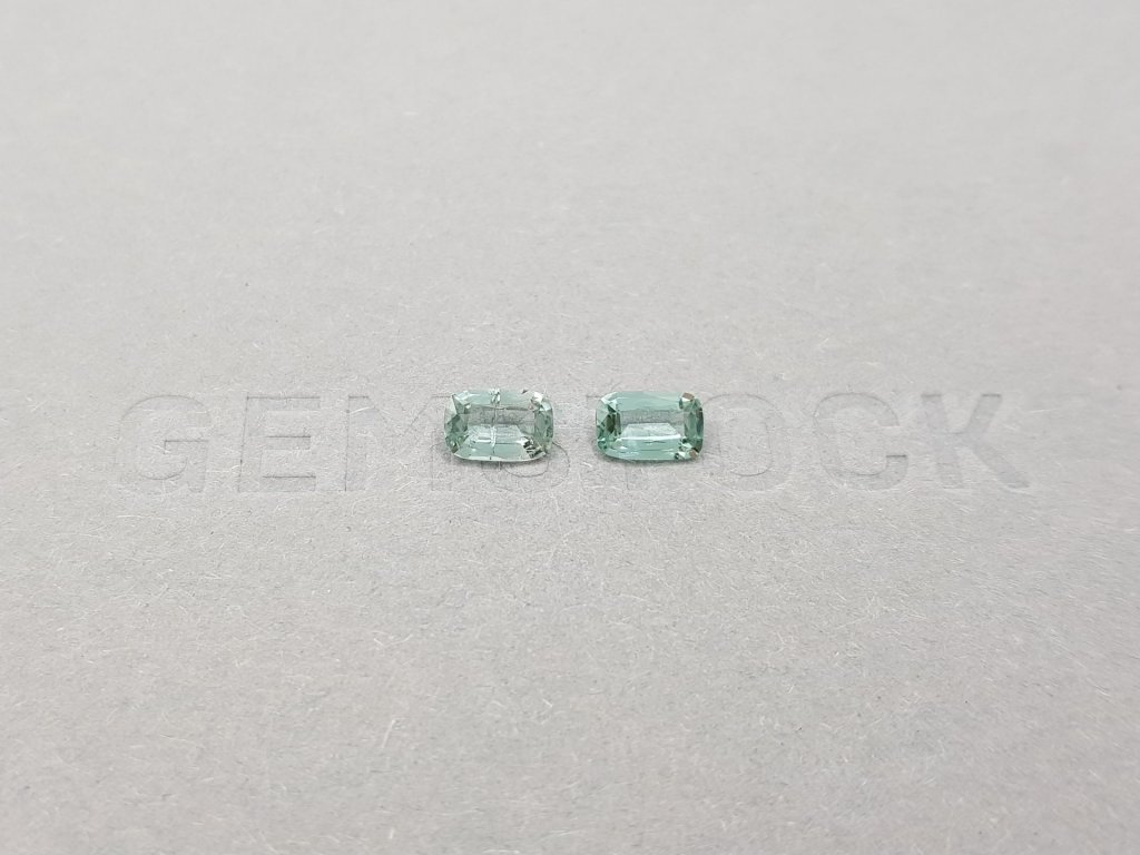Pair of bluish-green cushion cut tourmalines 0.85 ct Image №1