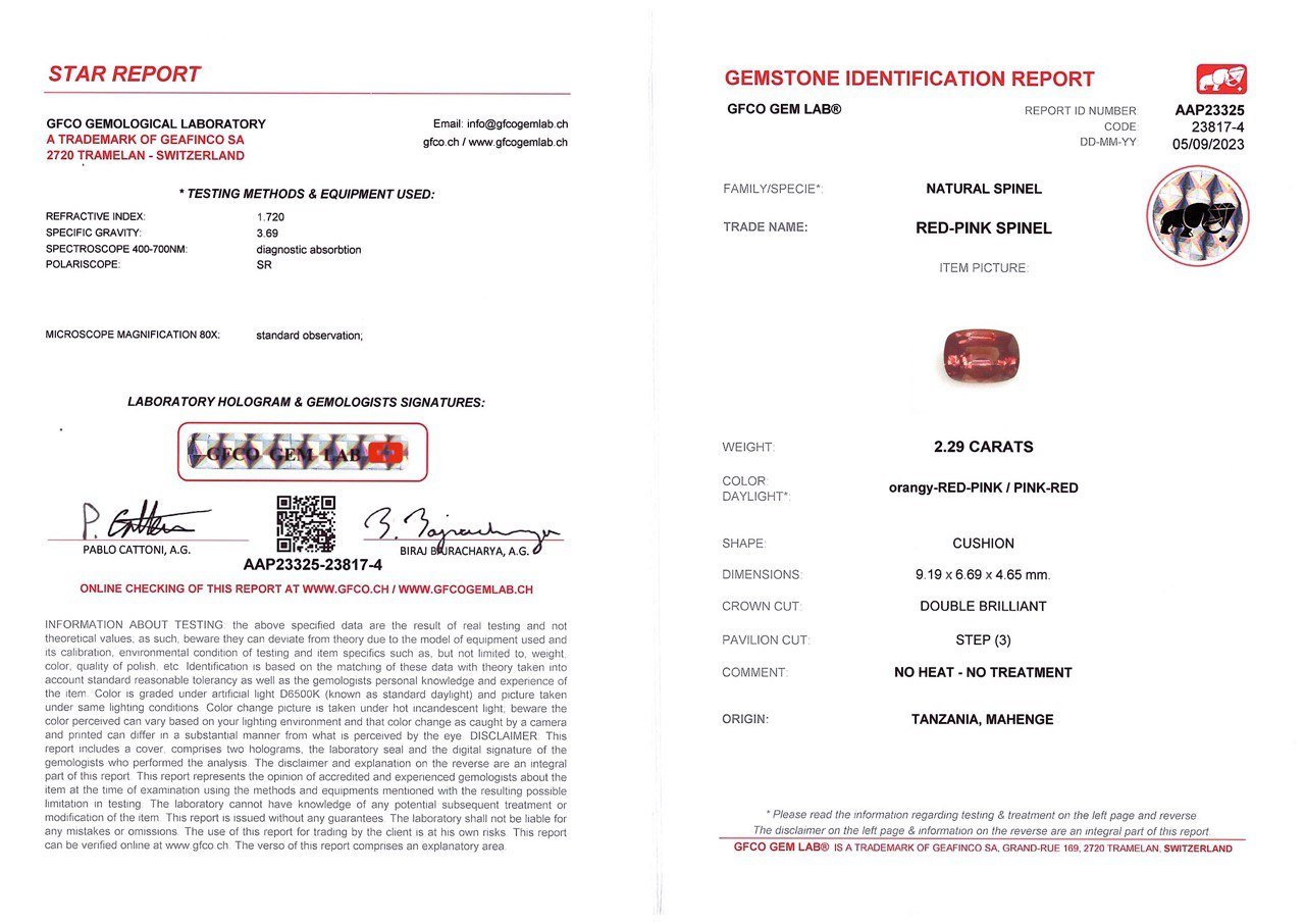 Red Spinel Mahenge in cushion cut  2.29 ct Image №4