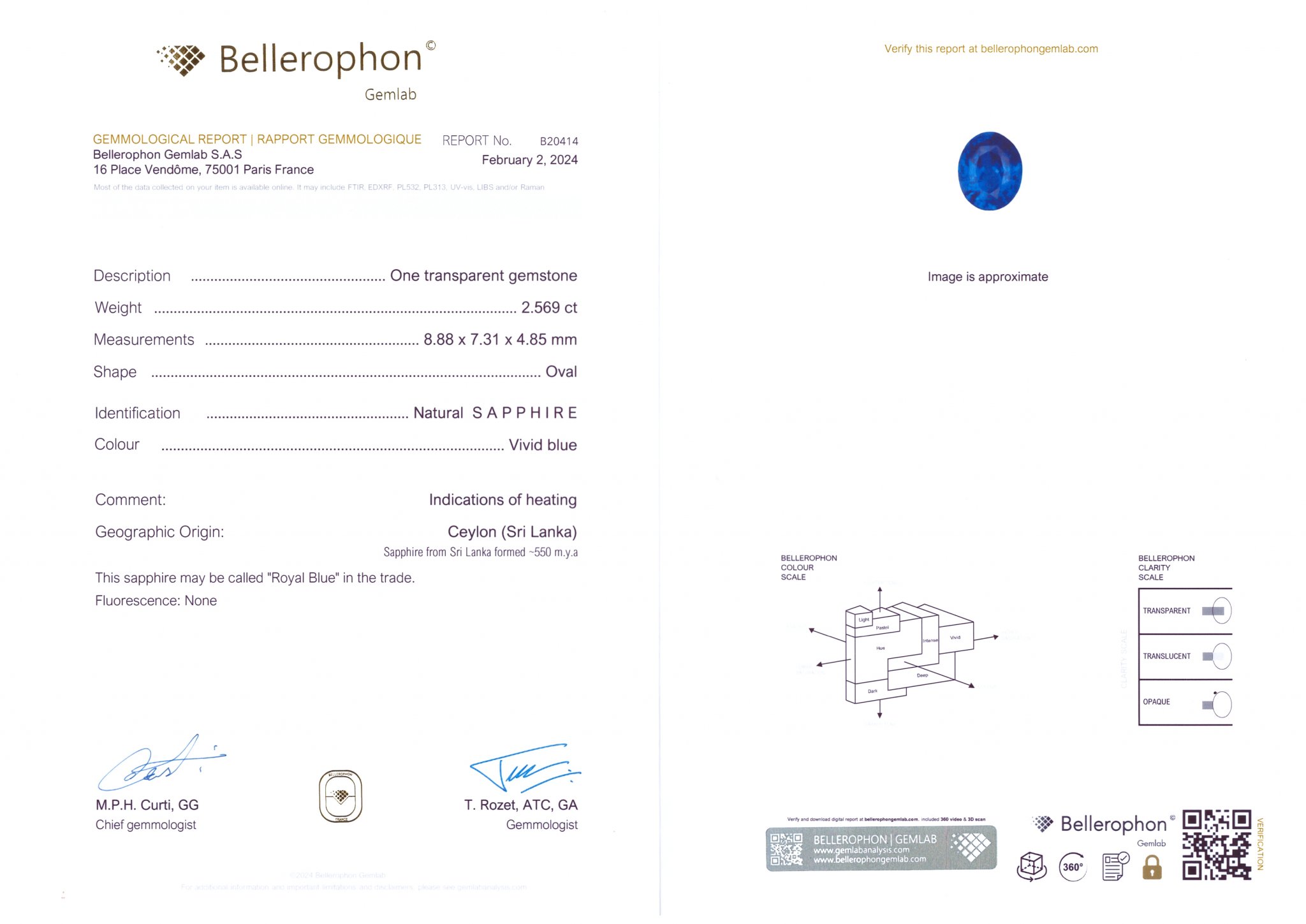 Royal Blue sapphire 2.57 carats from Sri Lanka in oval cut Image №6