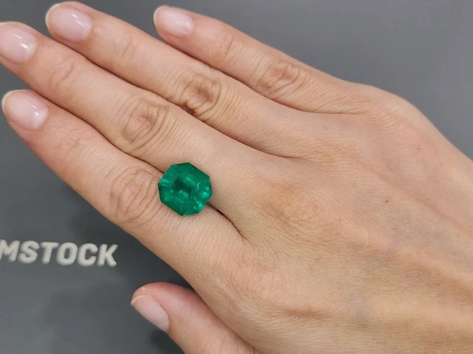Vivid Green Colombian emerald in octagon cut 7.42 carats Image №2