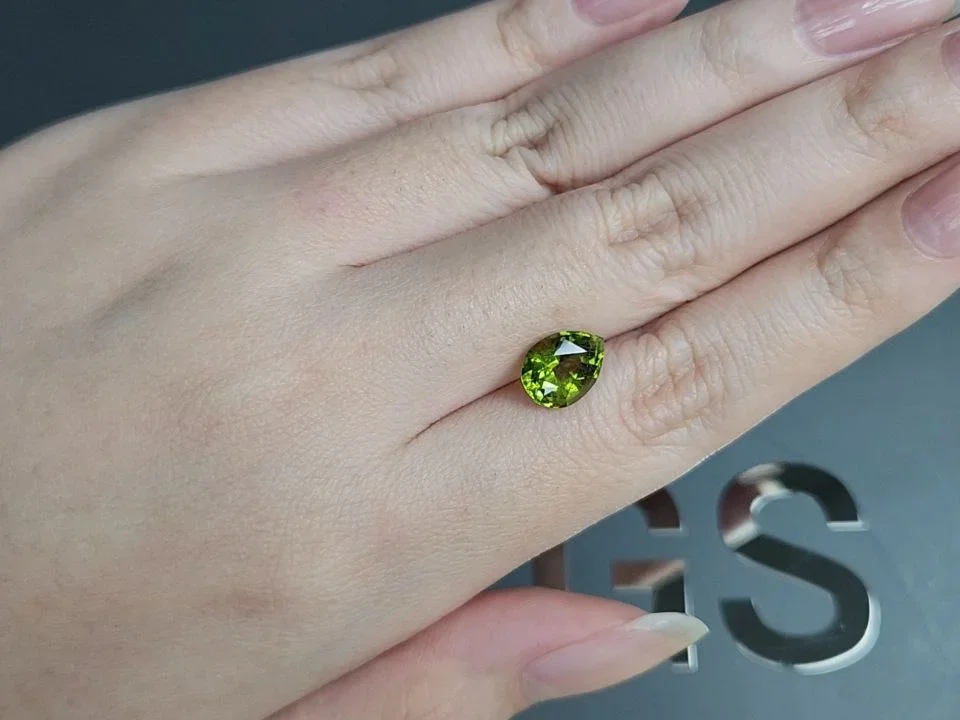 Yellow-green tourmaline in pear cut 2.31 carats, Afghanistan Image №2