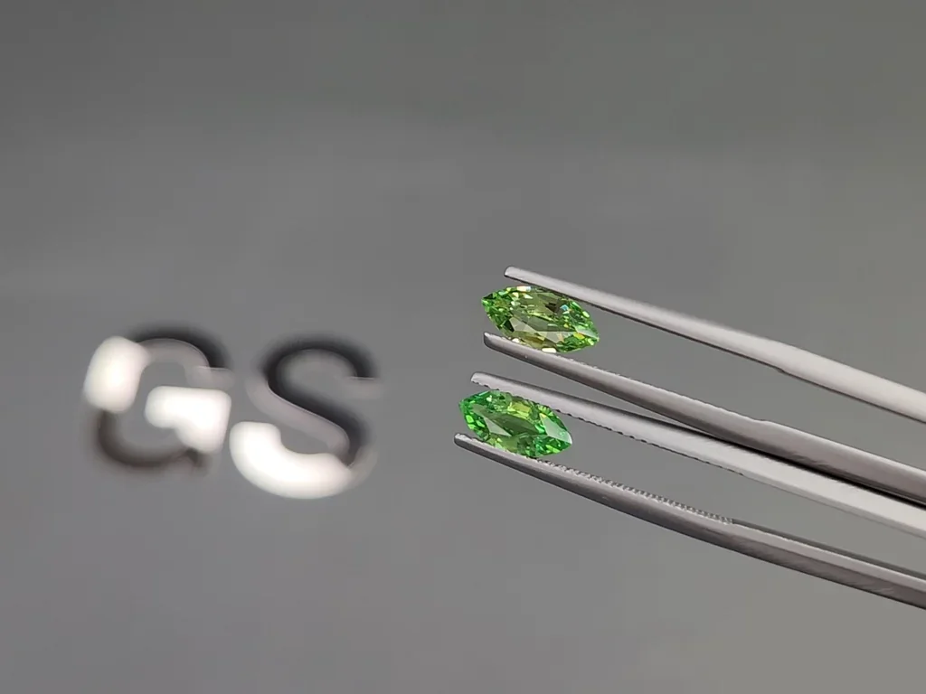 Pair of tsavorites Intense Green marquise cut 1.59 carats, Tanzania Image №3