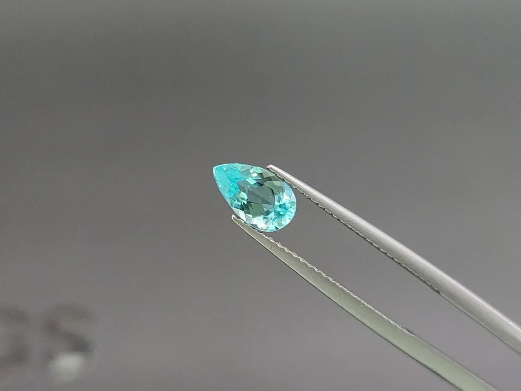 Neon Paraiba tourmaline greenish blue pear cut 0.99 carats, Mozambique Image №3