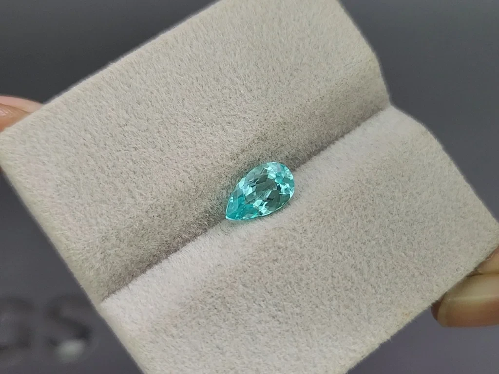 Neon Paraiba tourmaline greenish blue pear cut 0.99 carats, Mozambique Image №4