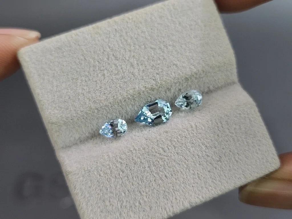 Set of aquamarines in pear cut 1.45 carats, Madagascar Image №5