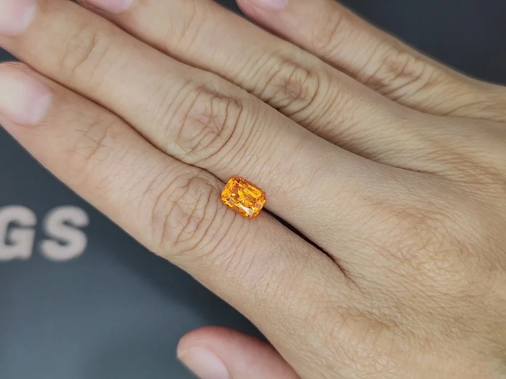 Garnet spessartine Fanta Color cushion cut 1.61 carats, Africa Image №2