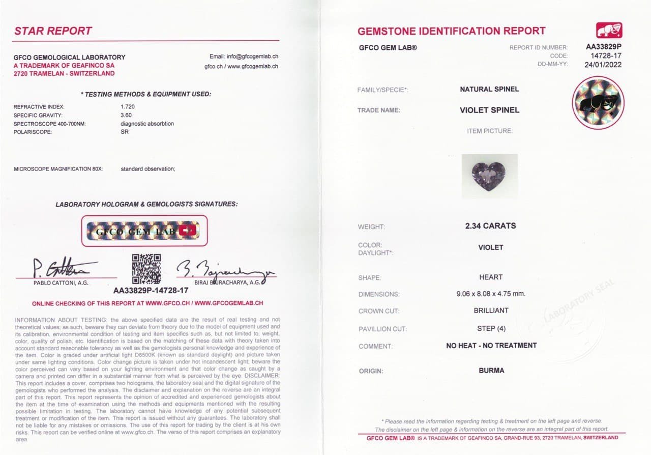 Grayish purple heart cut spinel 2.34 ct, Burma Image №5
