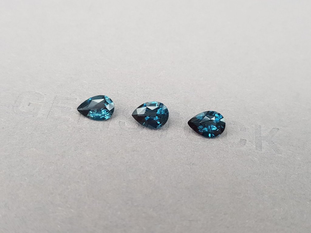 Set of cobalt blue spinels in pear cut 2.02 carats, Tanzania Image №3