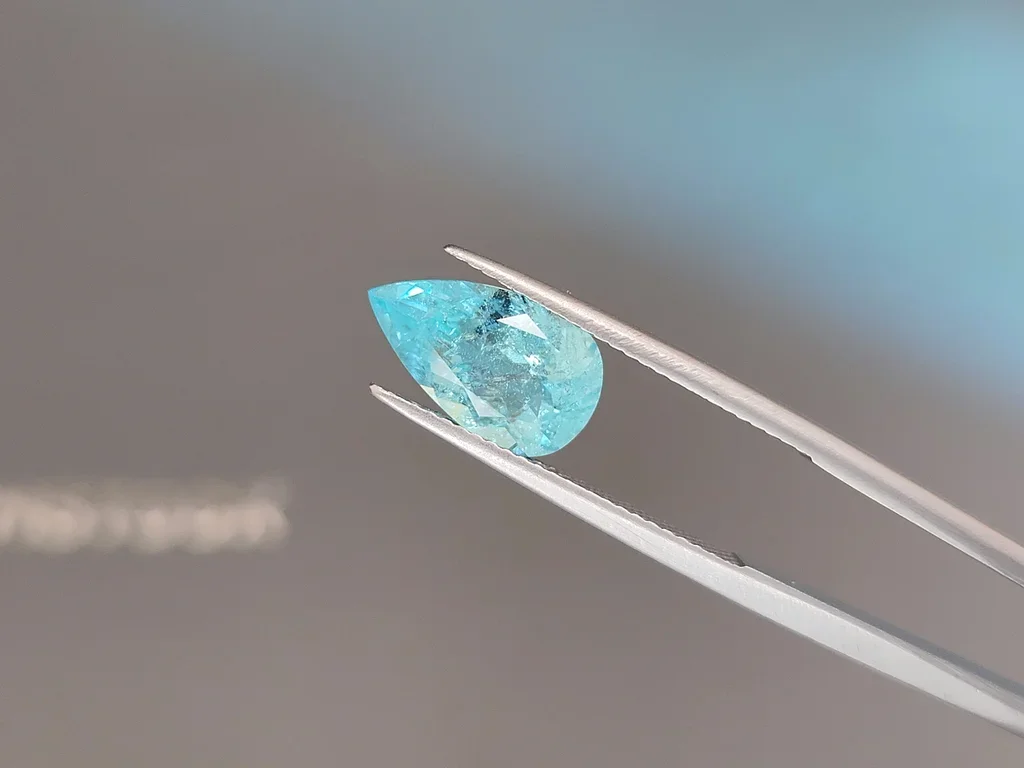 Rare neon blue Brazilian Paraiba tourmaline in pear cut 2.59 carats Image №3