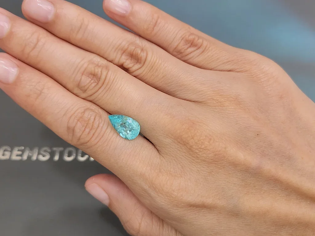 Rare neon blue Brazilian Paraiba tourmaline in pear cut 2.59 carats Image №2