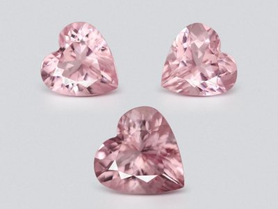 Set of pink morganites in heart shape 6.56 carats, Madagascar  photo
