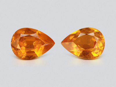 Pair of spessartines Fanta color pear cut 2.90 carats, Nigeria photo