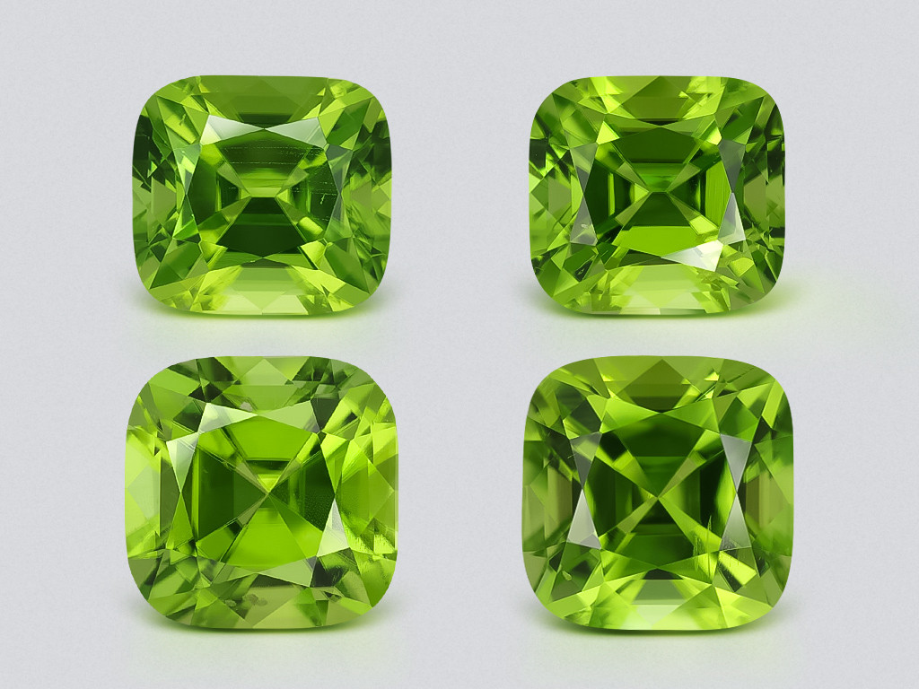 Set of Vivid yellow green  peridots cushion cut 10.42 carats, Burma Image №1