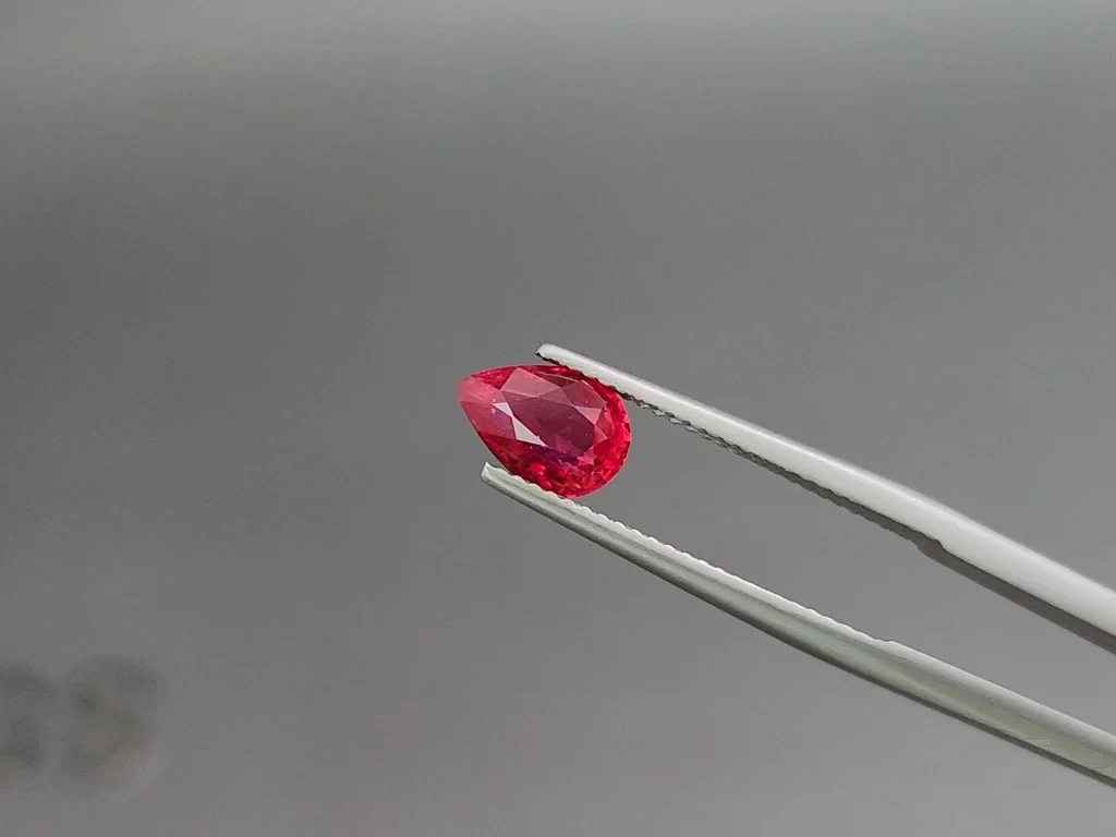 Unheated Intense Red ruby in pear cut 1.57 carats, Mozambique Image №3