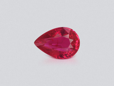 Unheated Intense Red ruby in pear cut 1.57 carats, Mozambique photo