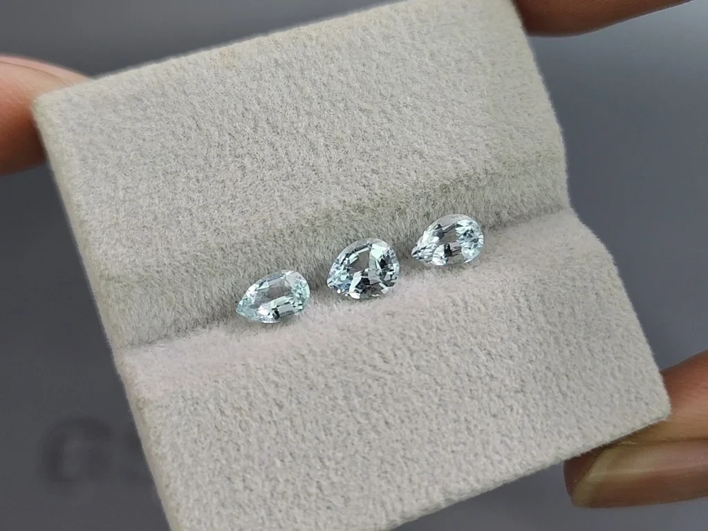 Set of aquamarines pear cut 1.30 carats, Madagascar Image №5