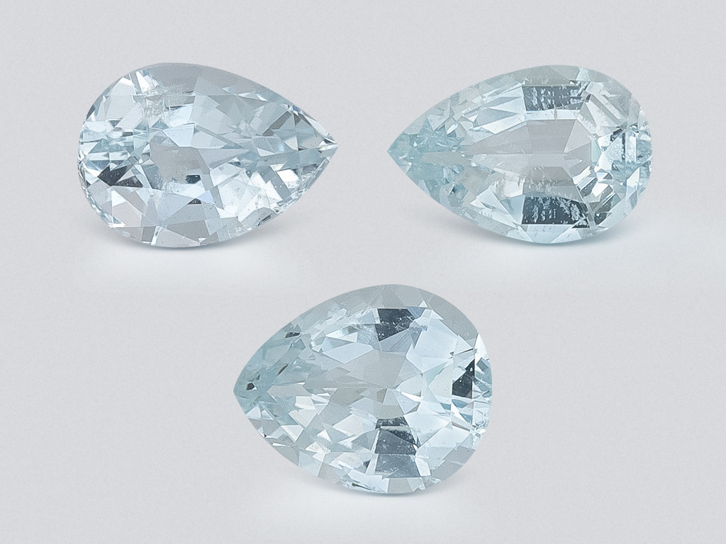 Set of aquamarines pear cut 1.30 carats, Madagascar Image №1