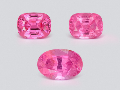 Set of Vivid Pink Mahenge spinel cushion and oval cuts 2.28 carats, Tanzania photo