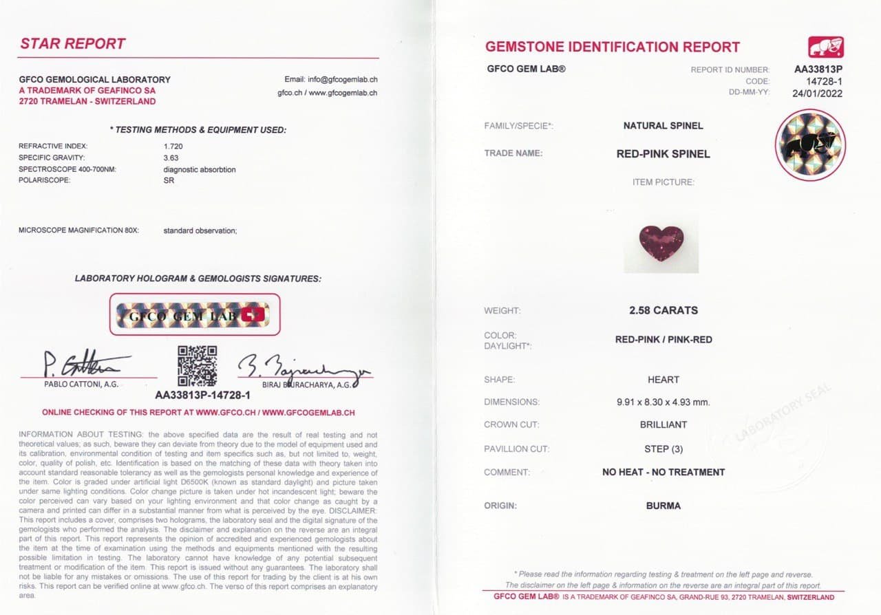 Pinkish red Burmese heart cut spinel 2.58 ct Image №5