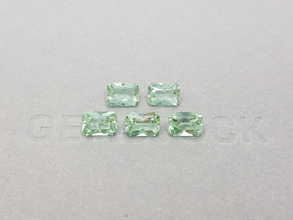 Set of light green radiant cut tourmalines 5.22 ct, Afghanistan Image №2