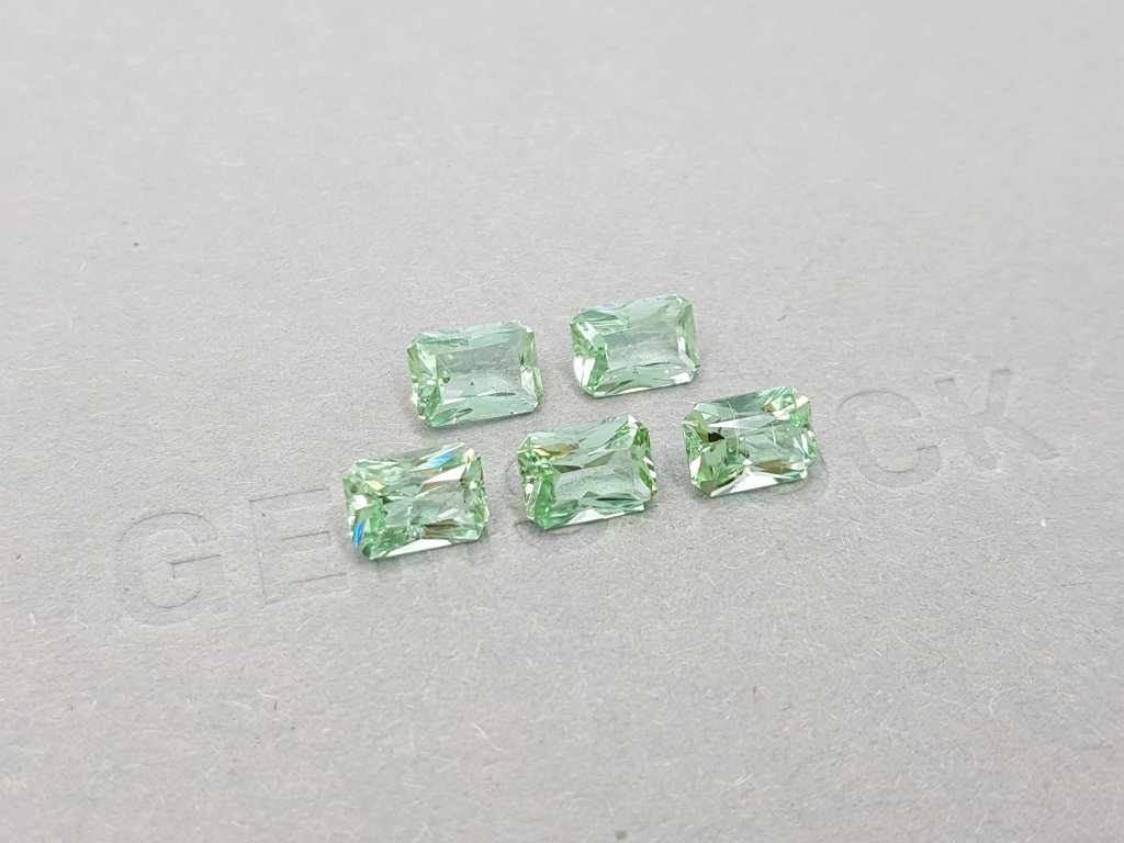 Set of light green radiant cut tourmalines 5.22 ct, Afghanistan Image №3