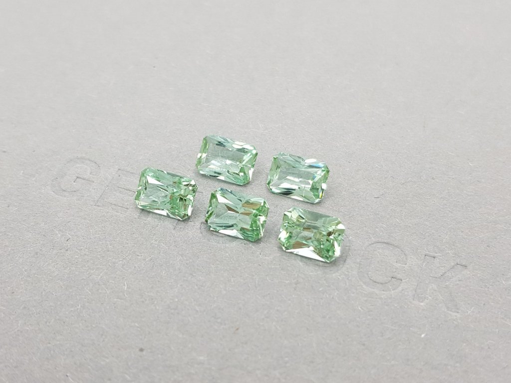Set of light green radiant cut tourmalines 5.22 ct, Afghanistan Image №4