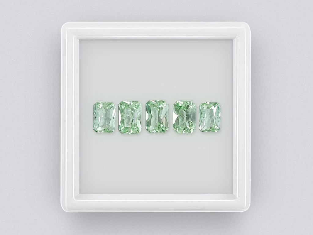 Set of light green radiant cut tourmalines 5.22 ct, Afghanistan Image №1