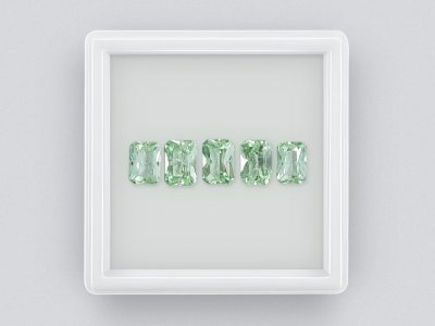 Set of light green radiant cut tourmalines 5.22 ct, Afghanistan photo