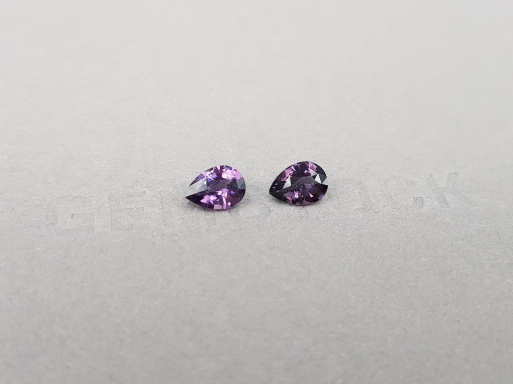 Pair of deep purple pear-cut spinels 1.60 ct, Burma Image №3