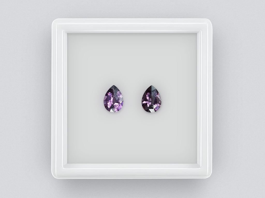 Pair of deep purple pear-cut spinels 1.60 ct, Burma Image №1