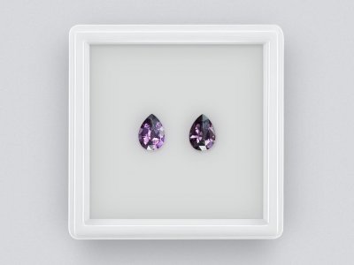 Pair of deep purple pear-cut spinels 1.60 ct, Burma photo