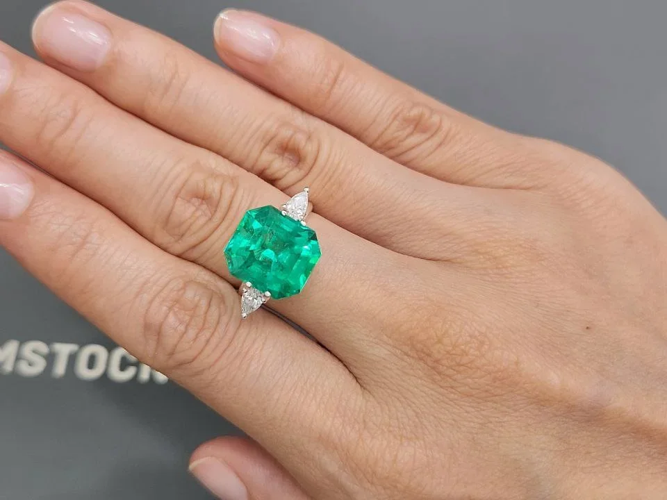 Intense Green Colombian emerald 7.90 carats in octagon cut Image №5