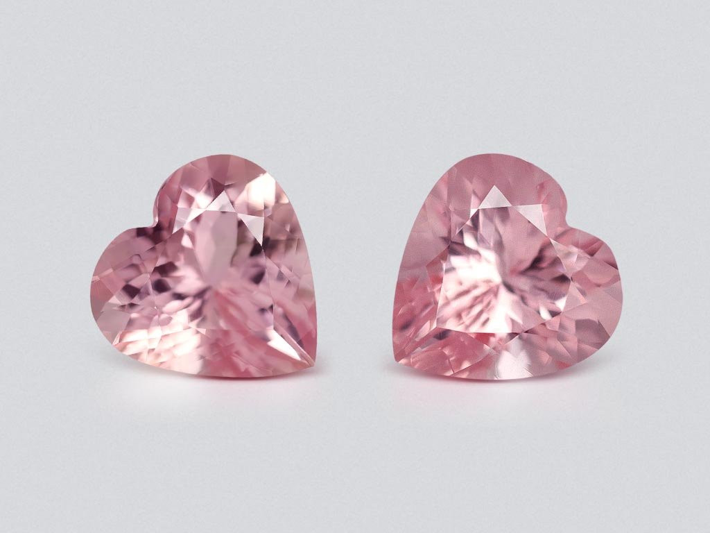 Pair of heart shaped pink morganites 6.28 carats, Madagascar  Image №1
