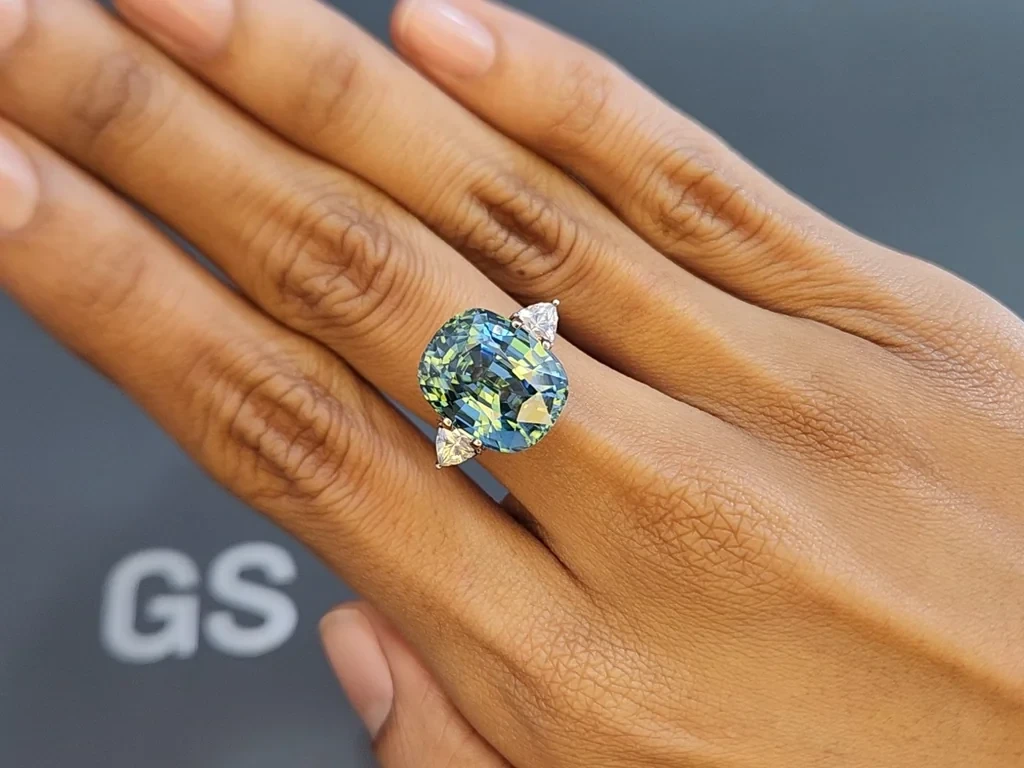 Unique Color-Change Violet to Green Vibrant zircon in cushion cut 15.20 carats, Burma Image №12