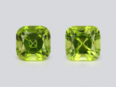 Pair of peridots cushion cut 5.92 carats, Burma photo